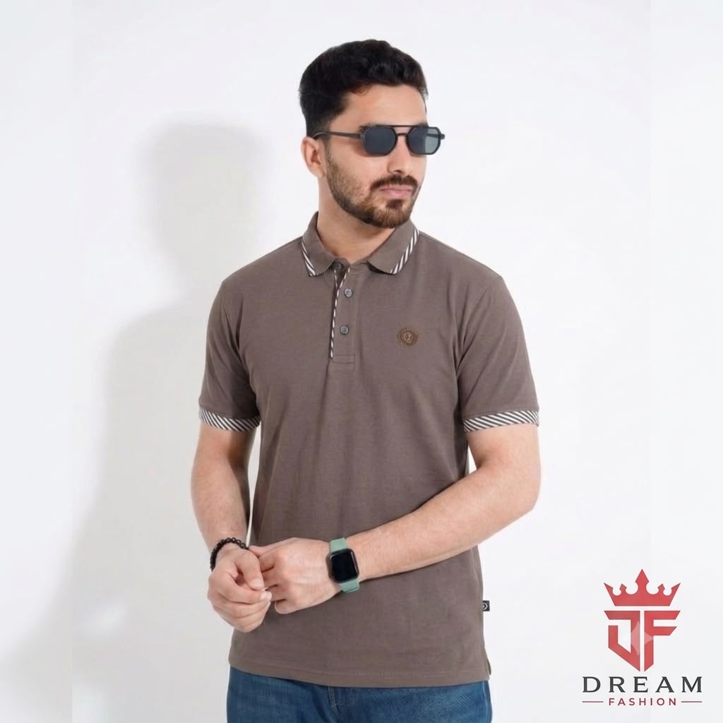 প্লেন পোলো টি-শার্ট অ্যাশ ব্রাউন